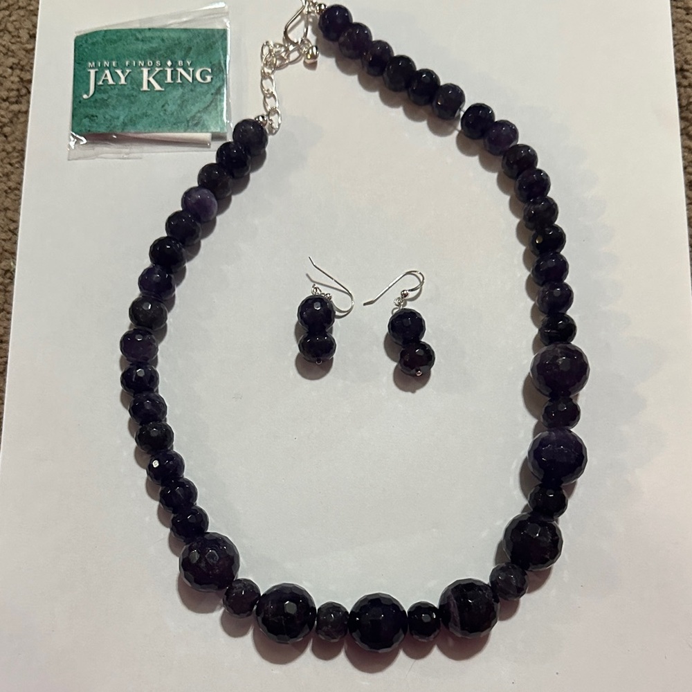 Jay King Deep Purple Beaded Necklace Set